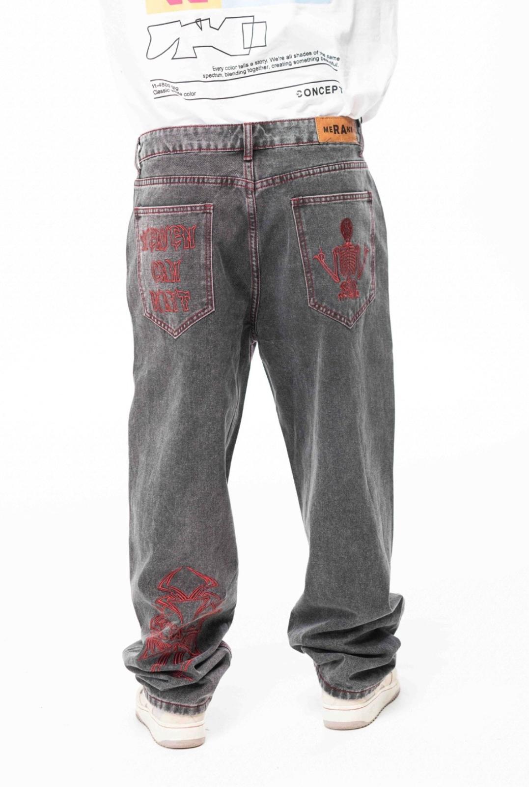 Jeans GRIS BORDADO