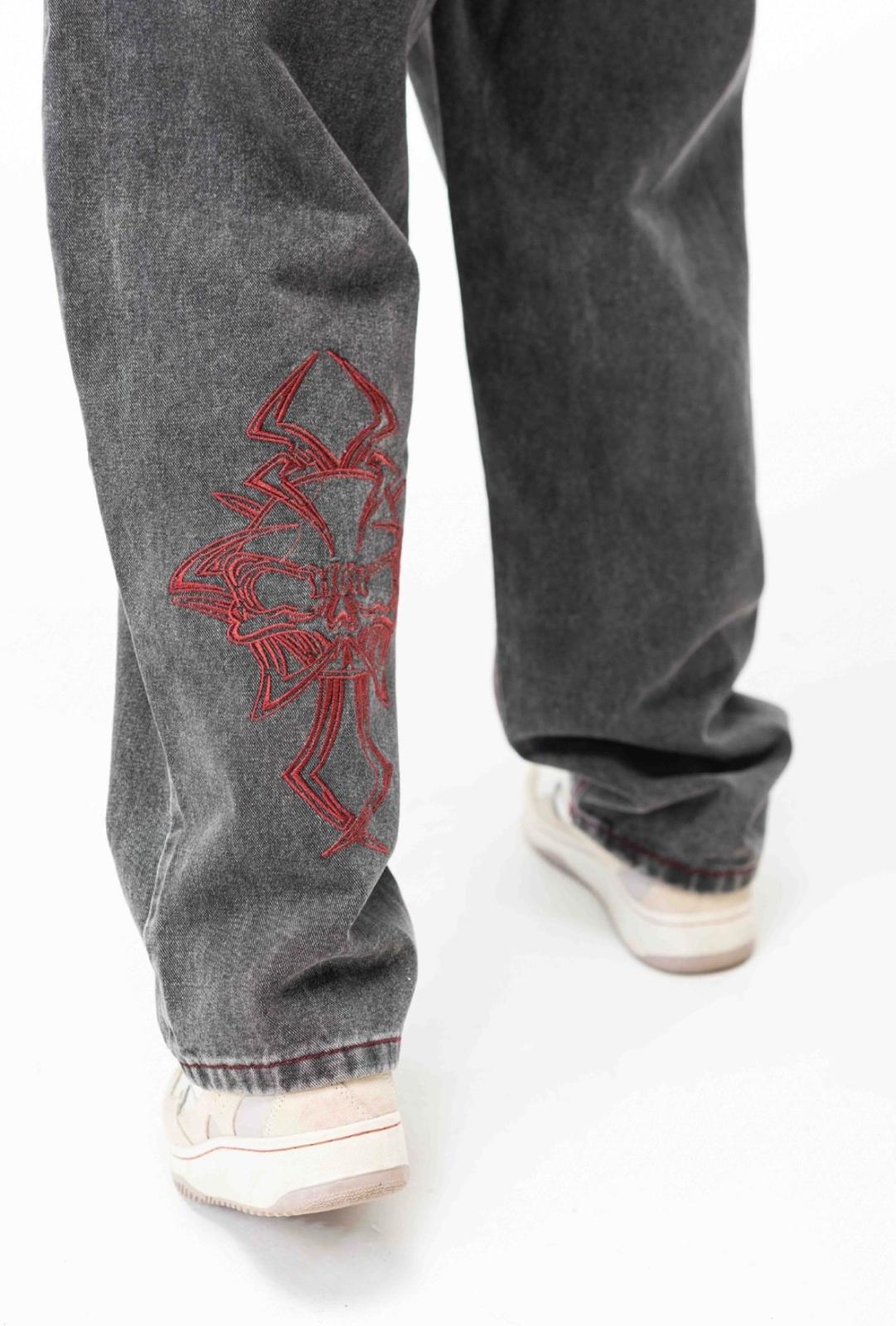 Jeans GRIS BORDADO